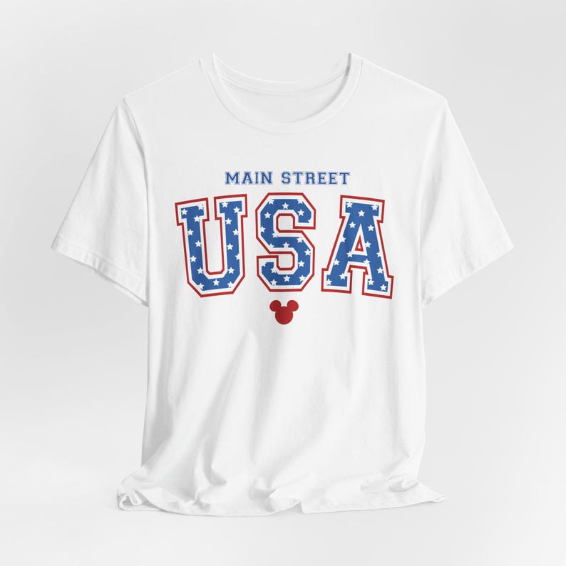 Main Street USA Patriotischer 4.Juli Unisex Jersey T-Shirt - Disneyland DisneyWorld Urlaubs Shirt, Unabhängigkeitstag T-Shirt, Americana Top, Bild 6