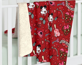 Mickey Valentines Treats sherpafleecedeken voor Valentijnsdag | Disney plaid voor Valentijnsdag | Mickey Minnie-cadeau voor Valentijnsdag