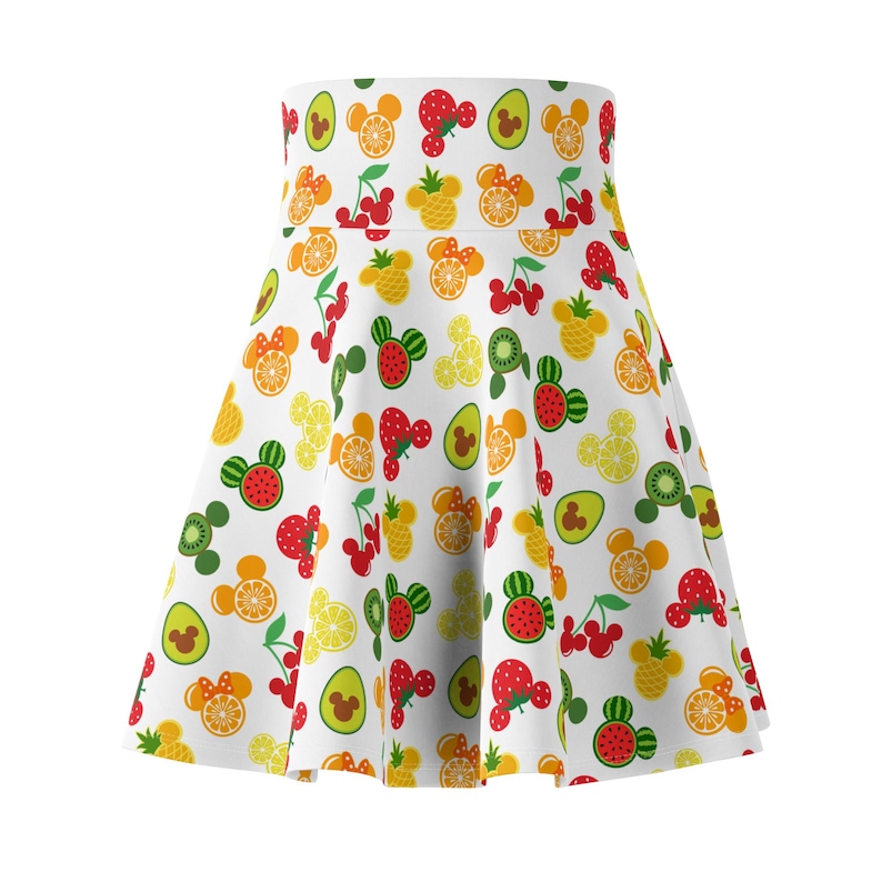 Summer Mickey Fruits Skater Skirt, Disney Vacation Outfit, Women's Clothing, Cute Flared Skirt, Mickey Style Apparel, Fun Theme Park Attire image 5