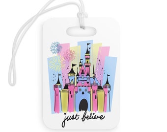 Personalized Disney Luggage Tag, Disneyland Luggage Tag with Custom Name, DisneyWorld Luggage Tag, Gift for Disney Fan, Acrylic Luggage Tag