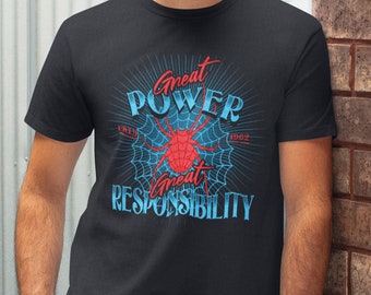 Great Power Great Responsibility Unisex Comfort Colors T-shirt, Spider-Man Shirt, Spiderman Shirt for Men Women Adults, Spider-man fan shirt