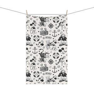 Steamboat Willie Tea Towel - Vintage Mickey Kitchen Decor, Disney Fan Gift, Mickey Mouse Dish Cloth, Classic Mickey Home Decor image 4