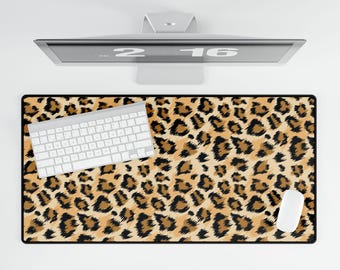 Leopard Desk Mat, Animal Print Mouse Pad, Large Leopard Desk Decor, Office Desk Accessory, Work from Home Gift