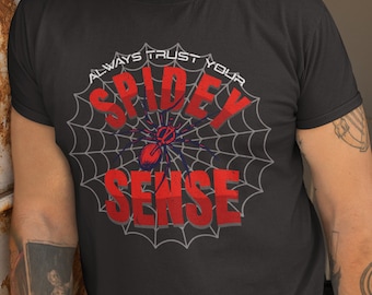 T-shirt för Spider-Man-fans, Spidey Sense unisex plaggfärgad t-shirt, Spider-Man-grafikt-t-shirt, Spider-Man-tröja för män eller kvinnor