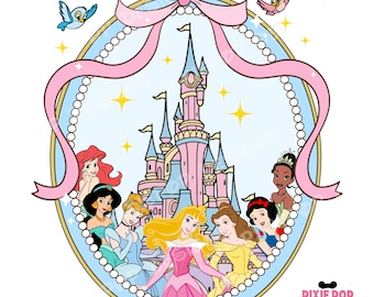 Princess Castle Coquette with Pink bow PNG, Magic Kingdom Sleeping Beauty Digital, Snow White Ribbon Png Princess Belle, Aurora Png download