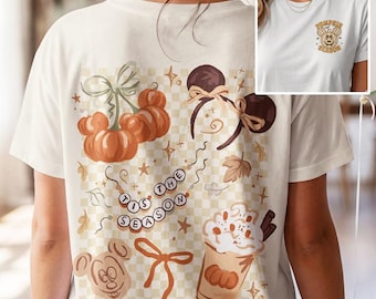 Mickey Pumpkin Season, voorkant achterkant, uniseks T-shirt, Tis the Season Halloween Disneyland herfstvakantie T-shirt, Disney World herfsttrip outfit