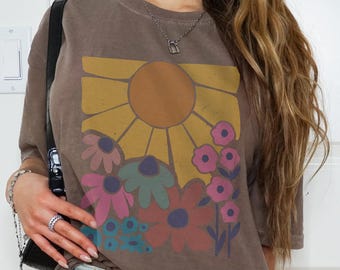 Botanische bloemen T-shirt wilde bloemen, Boho Flowers Comfort Colors® T-shirt cadeau voor tuinman en Moederdag, Cottagecore-shirt