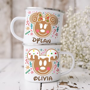 Personalized Gift for kids. Personalized mug for kids. Personalized mug for Christmas with Mickey or Minnie Gingerbread.
