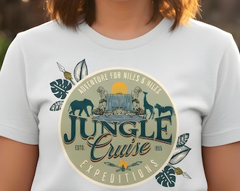 Dschungel-Kreuzfahrt-Fahrt-T-Shirt | Disney World Disneyland Fan Unisex Tee Abenteuerland Freizeitpark Bekleidung