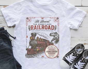 All Aboard Disneyland Railroad Kleinkind-Kurzarm-T-Shirt – perfekt für einen Disneyland-Urlaub, Disneyland Ride-Shirt für Kleinkinder