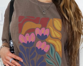Comfort Colors® Boho Flowers T-shirt Botanische bloemen T-shirt Wilde bloemen, cadeau voor tuinman en Moederdag, Cottagecore-shirt
