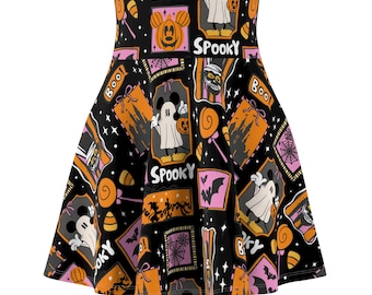 Halloween Spooky Ghost Skater Skirt