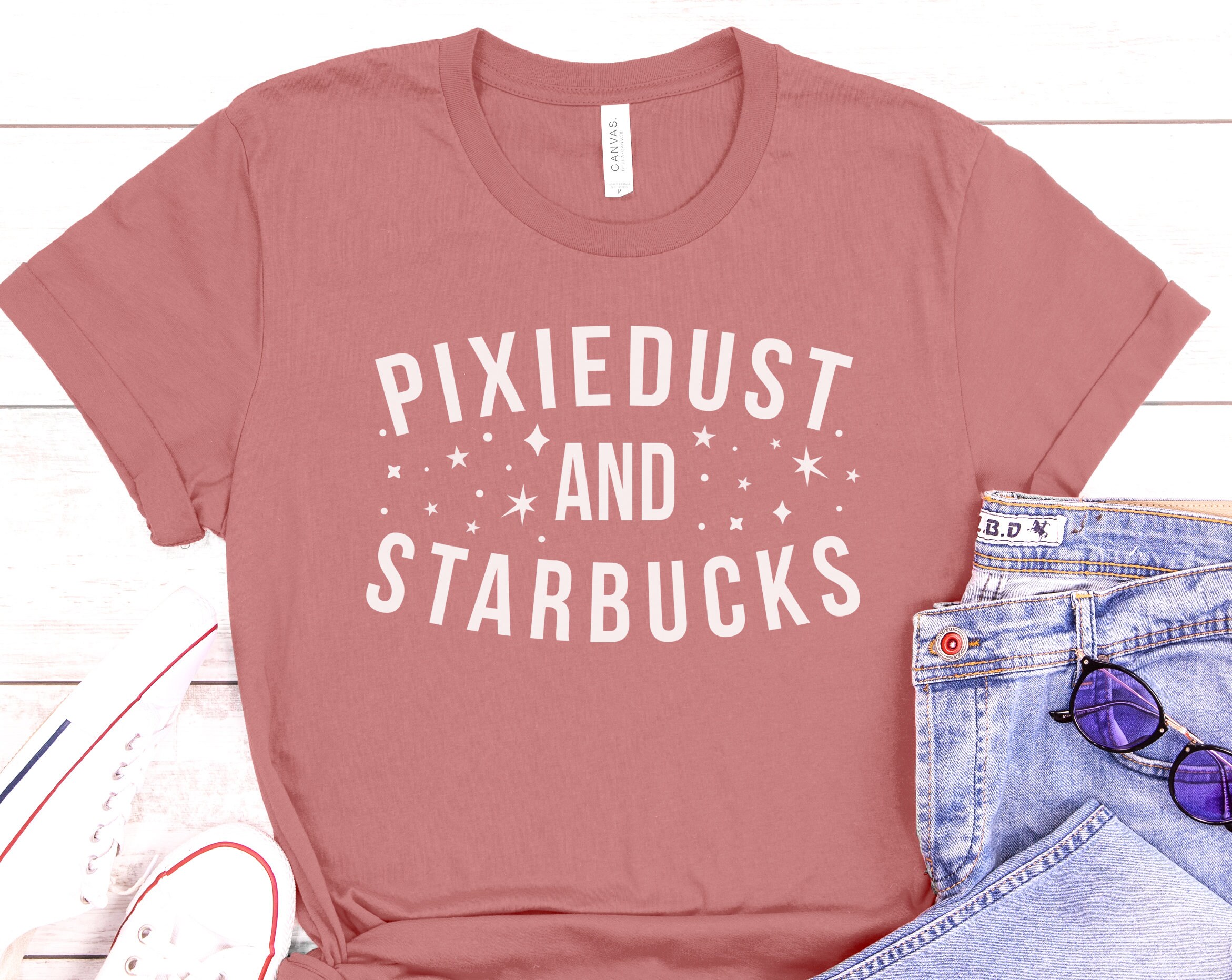 Pixie Dust and Starbucks Unisex T Shirt, Disneyland Tee Shirt 