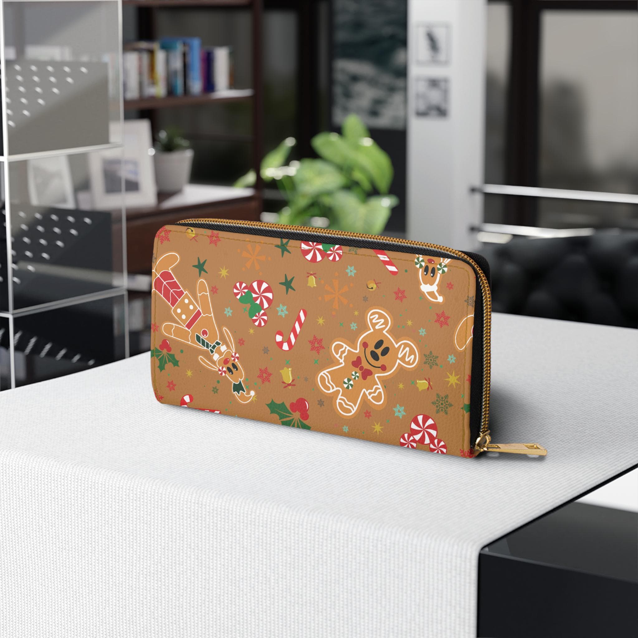 Mickey Christmas Gingerbread Zipper Wallet for Women, Minnie