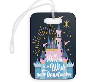Etiqueta de equipaje personalizada de acrílico de Disney, etiqueta de equipaje de Disneyland con nombre personalizado, etiqueta de equipaje de DisneyWorld, regalo para fanáticos de Disney, etiqueta de bolso