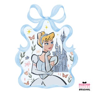 Assepoester PNG, Assepoester Coquette Bow digitale download, Mary Blair Style Assepoester png, prinses png voor gezinsvakantie Disneyland
