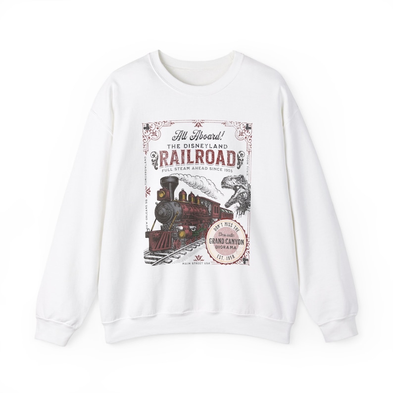 All Aboard Disneyland Railroad Unisex Crewneck-tröja - Perfekt för din Disneyland-semester, Disneyland Ride-tröja för Disney-fans White