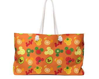 Mickey Summer Fruits Weekender Bag, Travel Tote for Disney Vacation Carryall, Large Weekend Duffel, Mickey Minnie Summer Fruit Tote Handbag