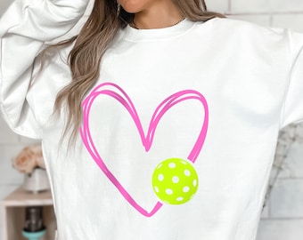 Süßes Pickleball Sweatshirt für Frauen - Pickleball Bekleidung Perfektes Geschenk für Pickleball Liebhaber - Lässiges Pickleball Bekleidung - Herz Pickleball