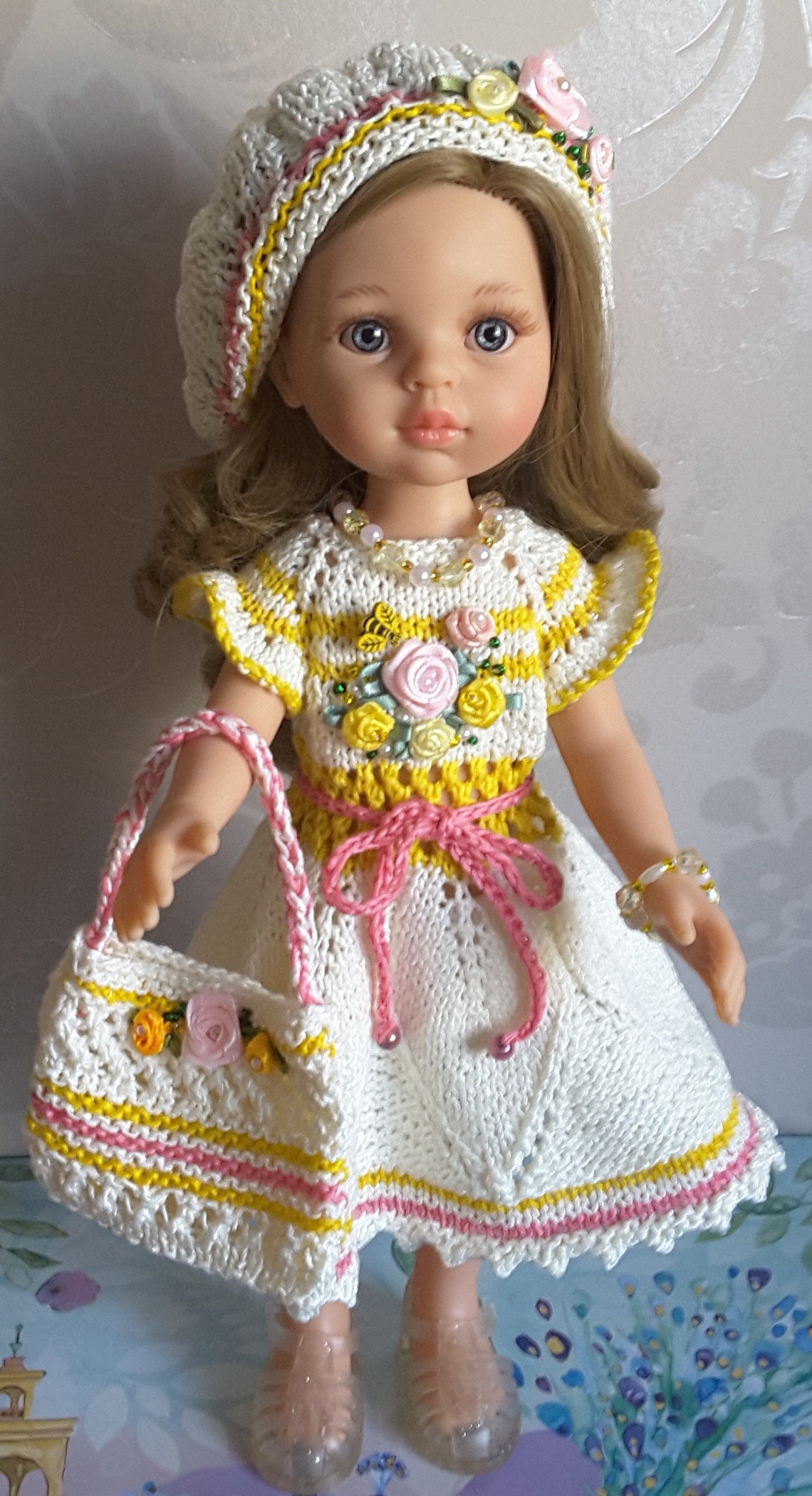 Hand knitted outfit for Paola Reine doll summer outfit for Etsy