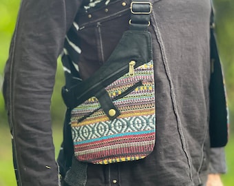 Holster bag, holster bag >>> black + ethnic >> holster vest, revolver bag, shoulder holster, JUNGLE, Psy Trance, Freak, Festival Clothing