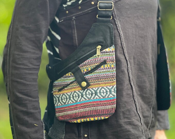 Holster bag, holster bag >>> black + ethnic >> holster vest, revolver bag, shoulder holster, JUNGLE, Psy Trance, Freak, Festival Clothing