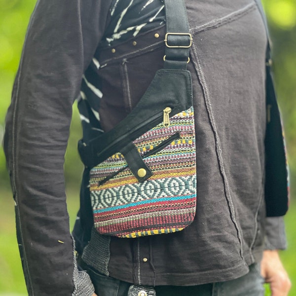 Holster bag, holster bag >>> black + ethnic >> holster vest, revolver bag, shoulder holster, JUNGLE, Psy Trance, Freak, Festival Clothing