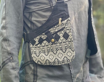 Holster bag, holster bag >>> black + pattern >> Holster vest, revolver bag, shoulder holster, JUNGLE, Psy Trance, Freak, Festival Clothing
