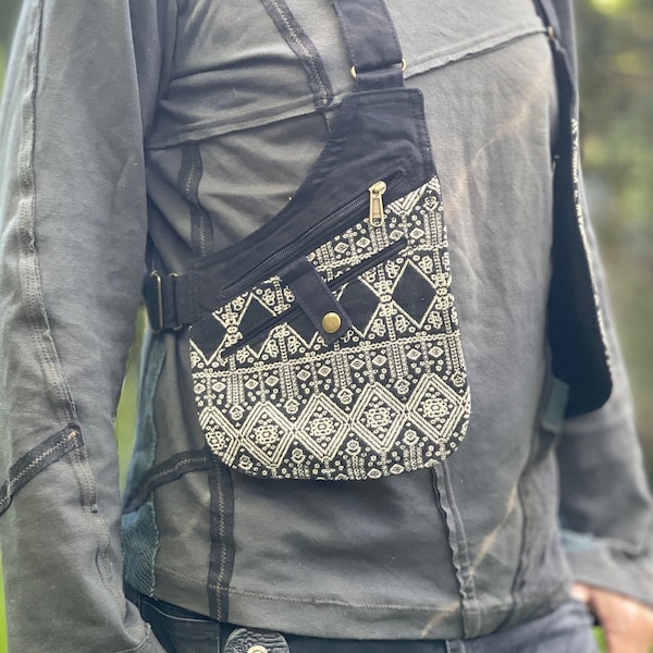 Holster bag, holster bag >>> black + pattern >> holster vest, revolver bag, shoulder holster, JUNGLE, Psy Trance, Freak, Festival Clothing