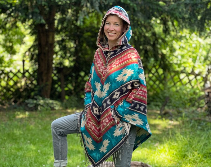 Beautiful hooded poncho >>> Mexicano Indiana 3 >> three variants - JUNGLE - Festival clothing, Gypsy, Ethno style