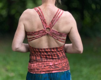 BATIK TOP open back strap design, 2-coloured batik pattern >> 3 colours >> JUNGLE, summer top, tank top, boho, hippie, festival clothing