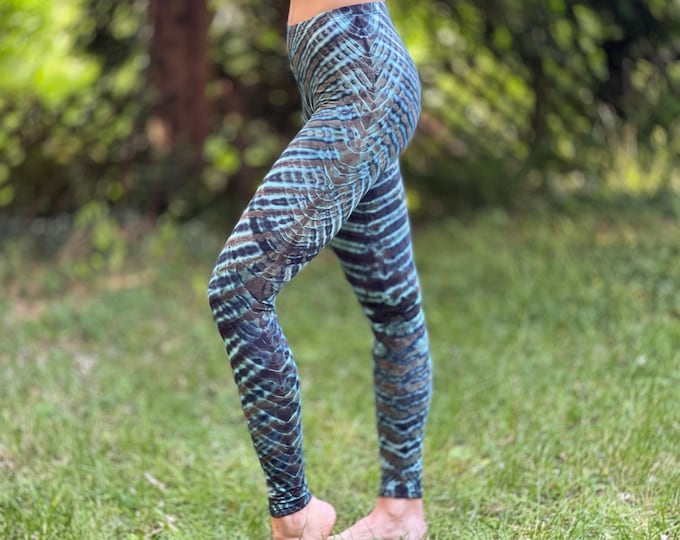 LEGGINGS Batik fiery psychedelic >> petrol olive brown >>> unisex 3 sizes, soft and comfortable // JUNGLE // Dancing, Yoga, Festival