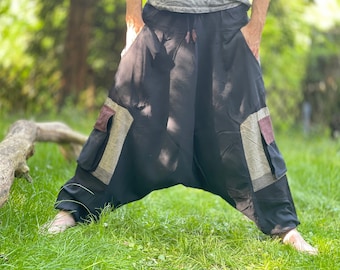 deep harem pants for men >>> airy cotton fabric - 4 pockets - 3 color combinations >> JUNGLE, dancing, chilling, Goa, freak, harem pants