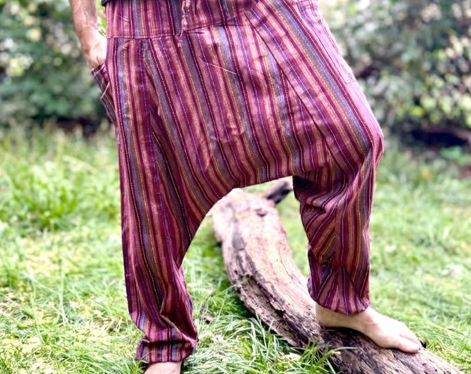 Lightweight Aladdin trousers >> Stripes >> Unisex in 2 color combinations, JUNGLE, Harem trousers, Dancing, Chilling, Goa, Freak, Festival clothing