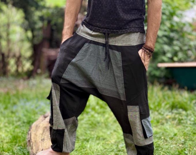Lightweight Alibaba trousers for men BILLY >>> 2 dark color combinations >> JUNGLE, Goa, Psy Trance, Freak, Harem trousers, Festival clothing