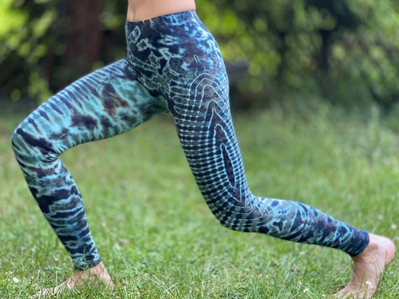 LEGGINGS Batik feurig psychedelisch türkis petrol unisex 3 Größen, weich und bequem // JUNGLE // Tanzen, Yoga, Festival zdjęcie 5