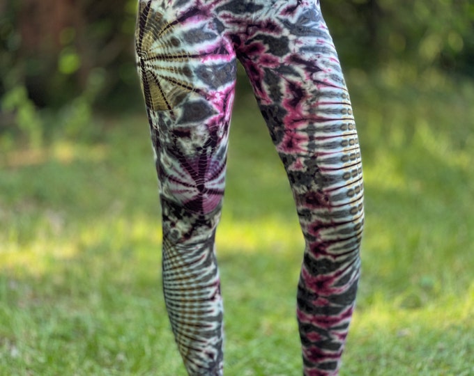 LEGGINGS Batik fiery psychedelic >> petrol turquoise olive pink >>> unisex 3 sizes, soft and comfortable // JUNGLE // Dancing, Yoga, Festival