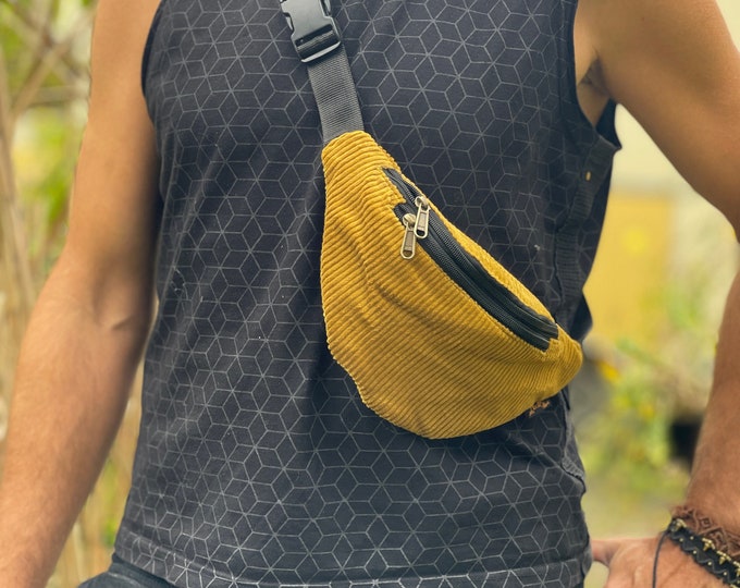 Corduroy belt bag GANJEE wide-ribbed >> 5 colors > JUNGLE, Goa, Psy Trance, Freak, bum bag, belt bag, hip bag, Festival Clothing