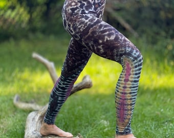 LEGGINGS Batik fiery psychedelic >> chocolate turquoise multicolor >>> unisex 3 sizes, soft and comfortable // JUNGLE // Dancing, Yoga, Festival