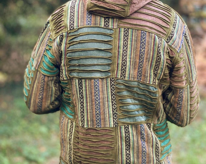 Patchwork Jacket - ATOM Gheri >> Men's jacket razor-cut + hood + fleece lining >> M/L/XL 2 colors > JUNGLE-EndzeitFreakApocalypse