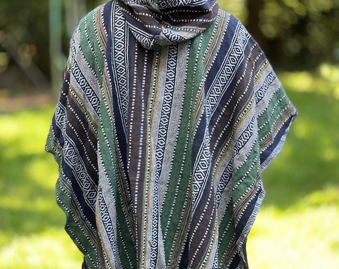 Large hooded poncho Gheri >>> 3 color variations >> JUNGLE >> FestivalEthnoGypsyFreak