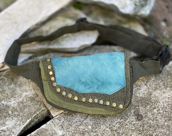 Small stylish belt bag with rivets - JUNGLE - Goa - Psy Trance - Freak - Bum bag - Hip bag - Festival clothing - Ethno