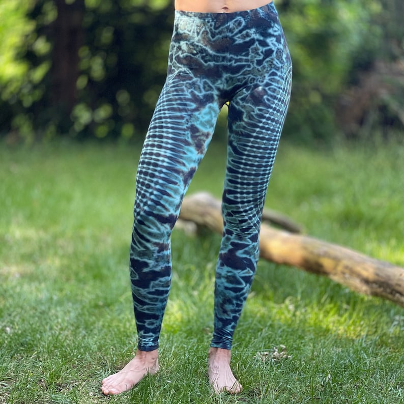 LEGGINGS Batik feurig psychedelisch türkis petrol unisex 3 Größen, weich und bequem // JUNGLE // Tanzen, Yoga, Festival zdjęcie 4