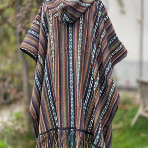 Großer Kapuzen Poncho Gheri 2 Farbvariationen JUNGLE FestivalEthnoGypsyFreak earth / autumn red