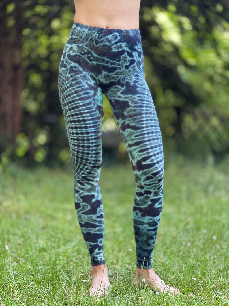 LEGGINGS Batik feurig psychedelisch türkis petrol unisex 3 Größen, weich und bequem // JUNGLE // Tanzen, Yoga, Festival zdjęcie 2