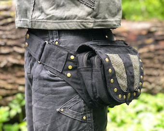 Belt bag RICO big >>> extravagant spacious bum bag with rivets >> JUNGLE, Goa, Psy Trance, Freak, Festival clothing, Apocalypse