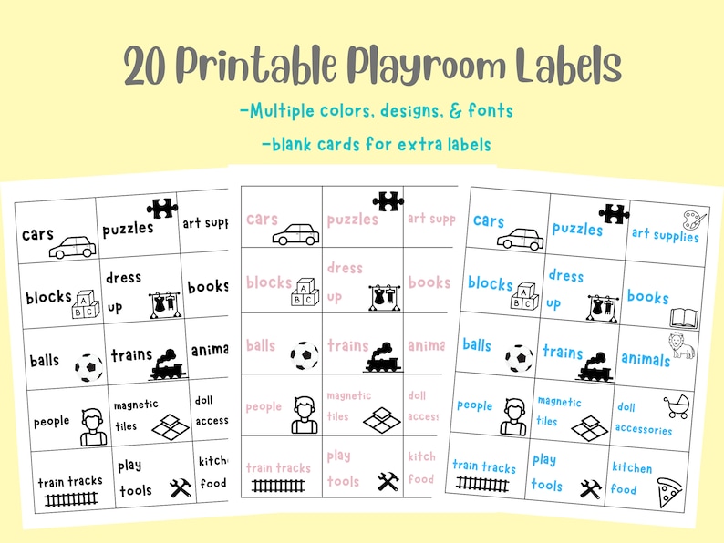 Printable Playroom Labels Toy Storage Organization Labels - Etsy