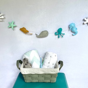 Felt Boy Ocean Animal Garland, Ocean Nursery Wall Decor, Under the Sea Nursery Garland, Custom Colors