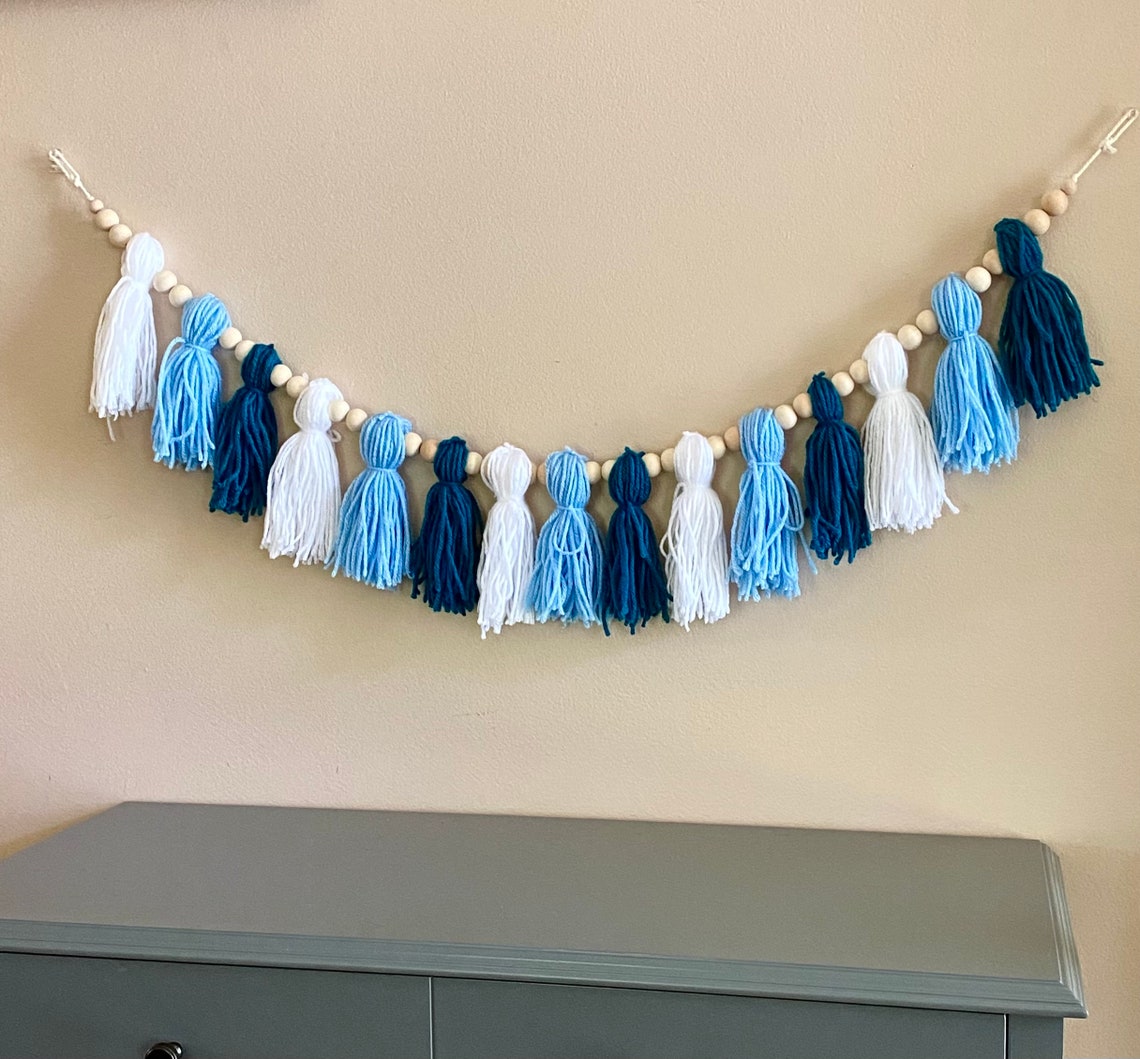 Blue Multicolor Tassel Garland Nursery Decor Tassel Decor Etsy