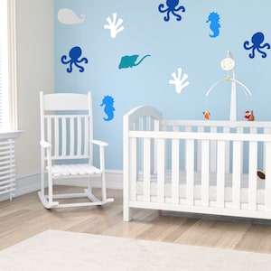 Boy Ocean Animal Removable Wall Decals, Vinyl Wall Decals, Baby Boy Ocean Animal Wall Nursery Decor, Boy Kid&#39;s Room Removable Wall Stickers